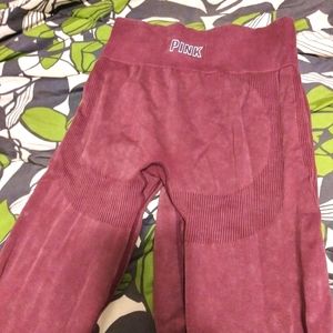 PINK Maroon Medium Seamless Leggings